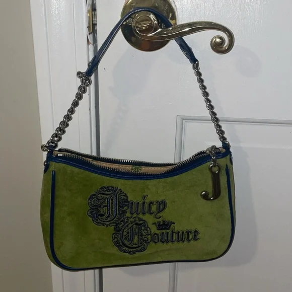 💙💚Y2K Juicy Couture Green and Navy Shoulder Bag with Original Dust Bag💙💚 - Picture 5 of 16